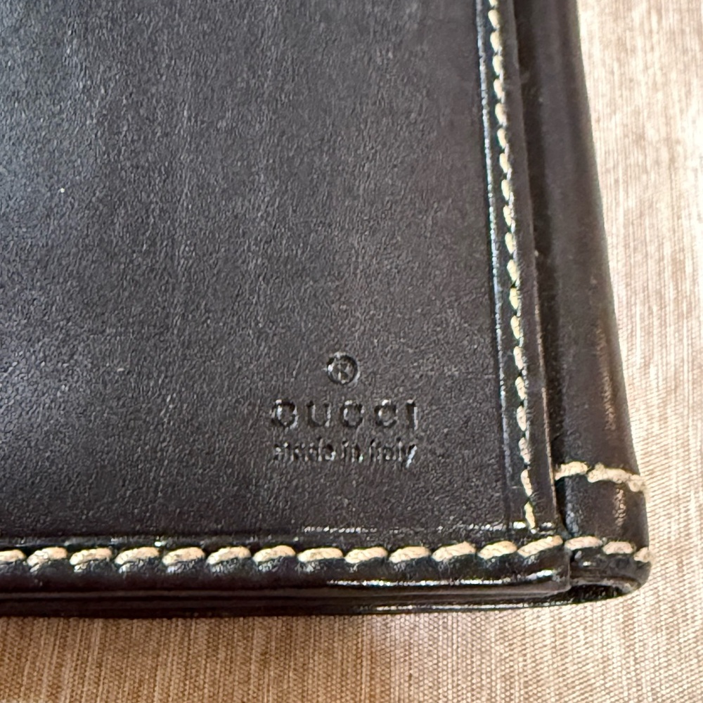 VINTAGE GUCCI LEATHER LONG WALLET W/ CHAIN - Picture 5 of 13